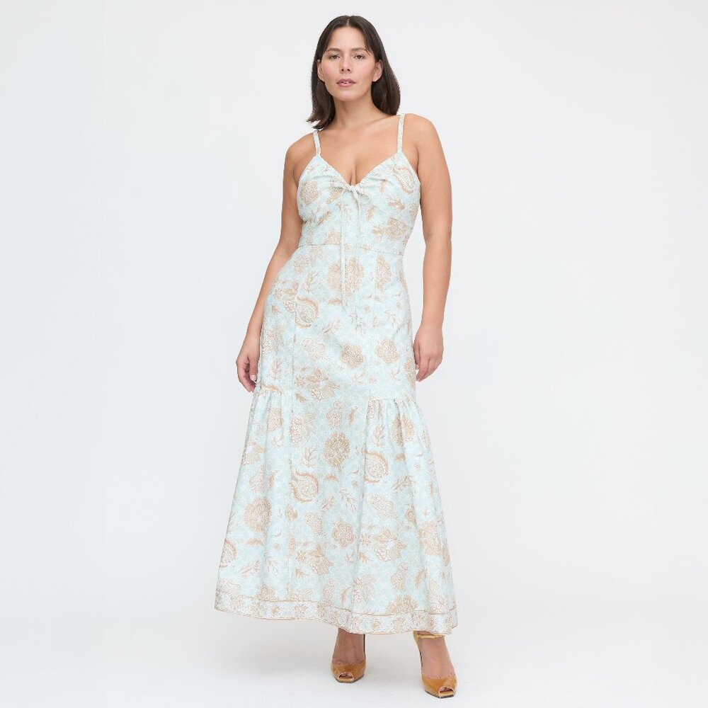 Hill House Home The Lillie Dress - Aqua Calico Trellis Size LAqua Calico Trellis